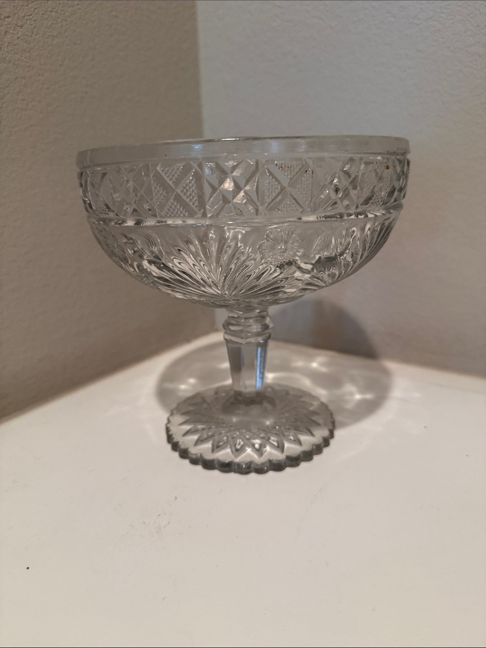 Vintage Indiana Glass "Horsemint" Clear EAPG Pedestal Compote Dish